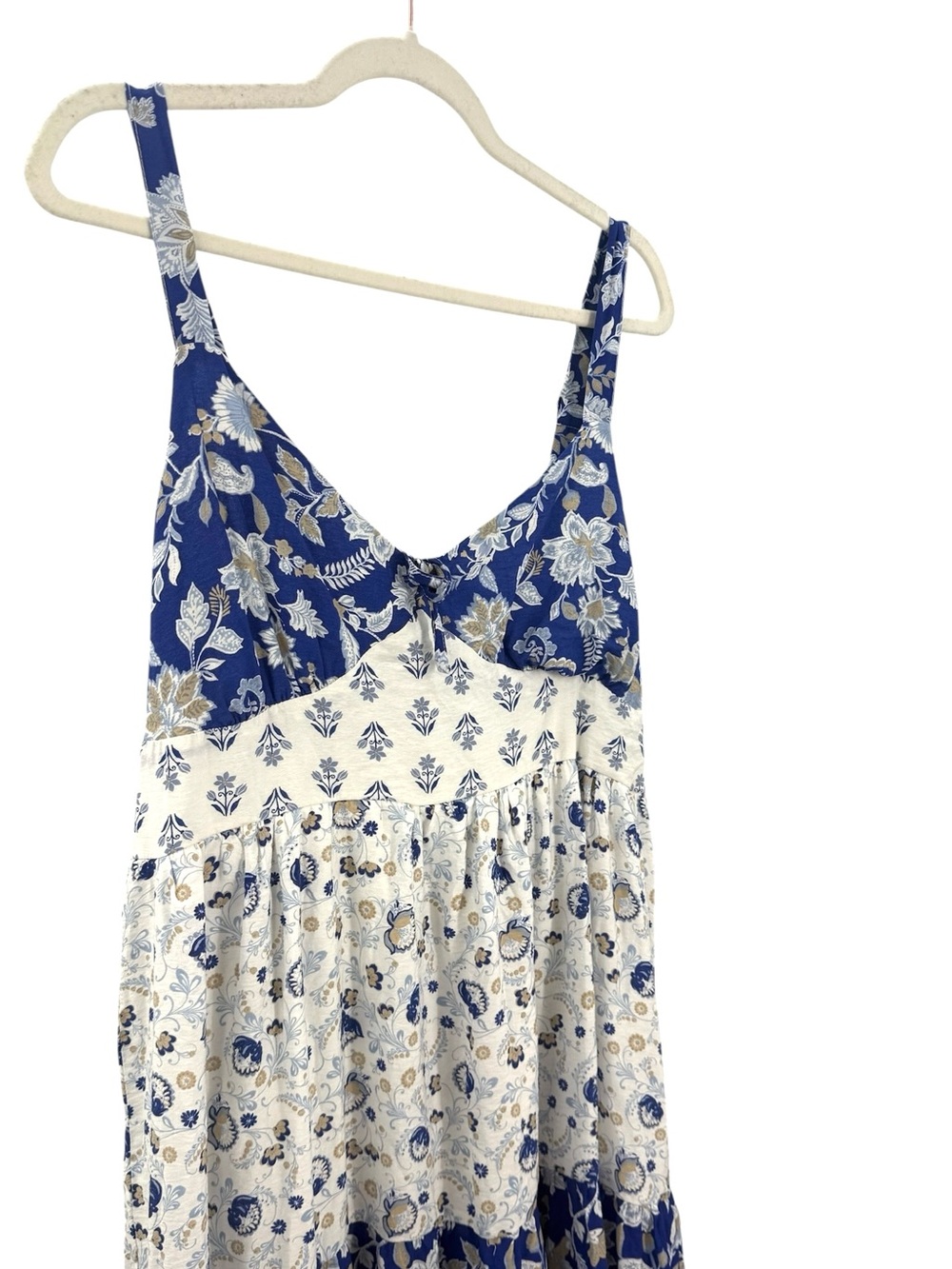 Perch Blu Pepper wildflower 1X Blue White Floral Tiered Midi Maxi Sundress Boho - Picture 5 of 14